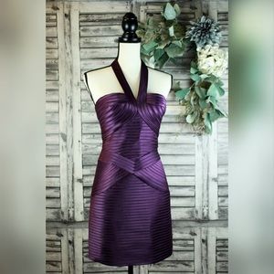 BCBG Ria halter cocktail dress purple/ deep port